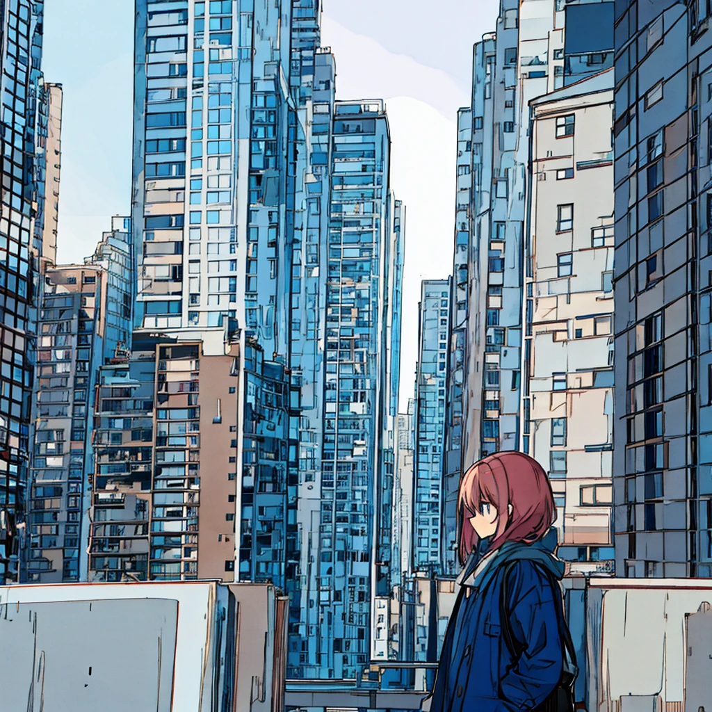Simple cloudy sky apartment woman nostalgic simple sad
