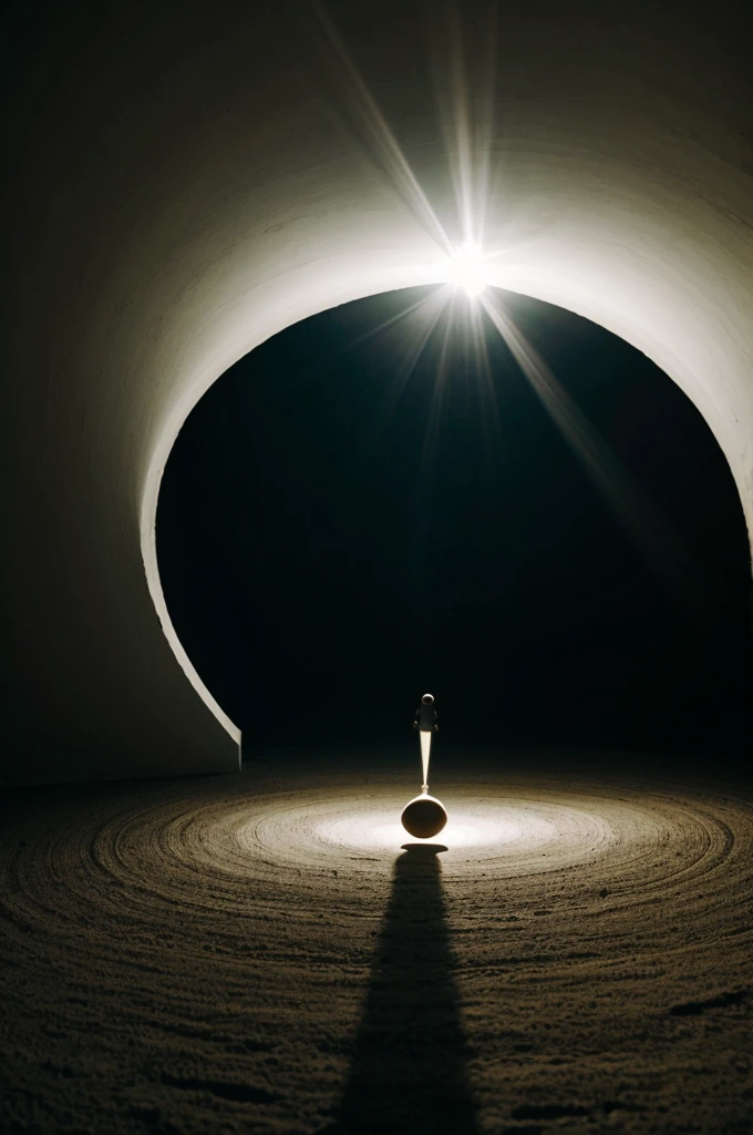 Light coming through a dark circle.