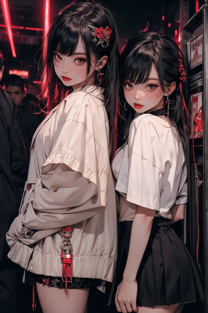 (masterpiece), (best quality), (Extremely detailed), nightclub, sexclub, club, carnival, red light, darkroom, smokes, FOG, grope, Harassment, , Alcohol, 大leg, leg, skirt，1girl(1.5)