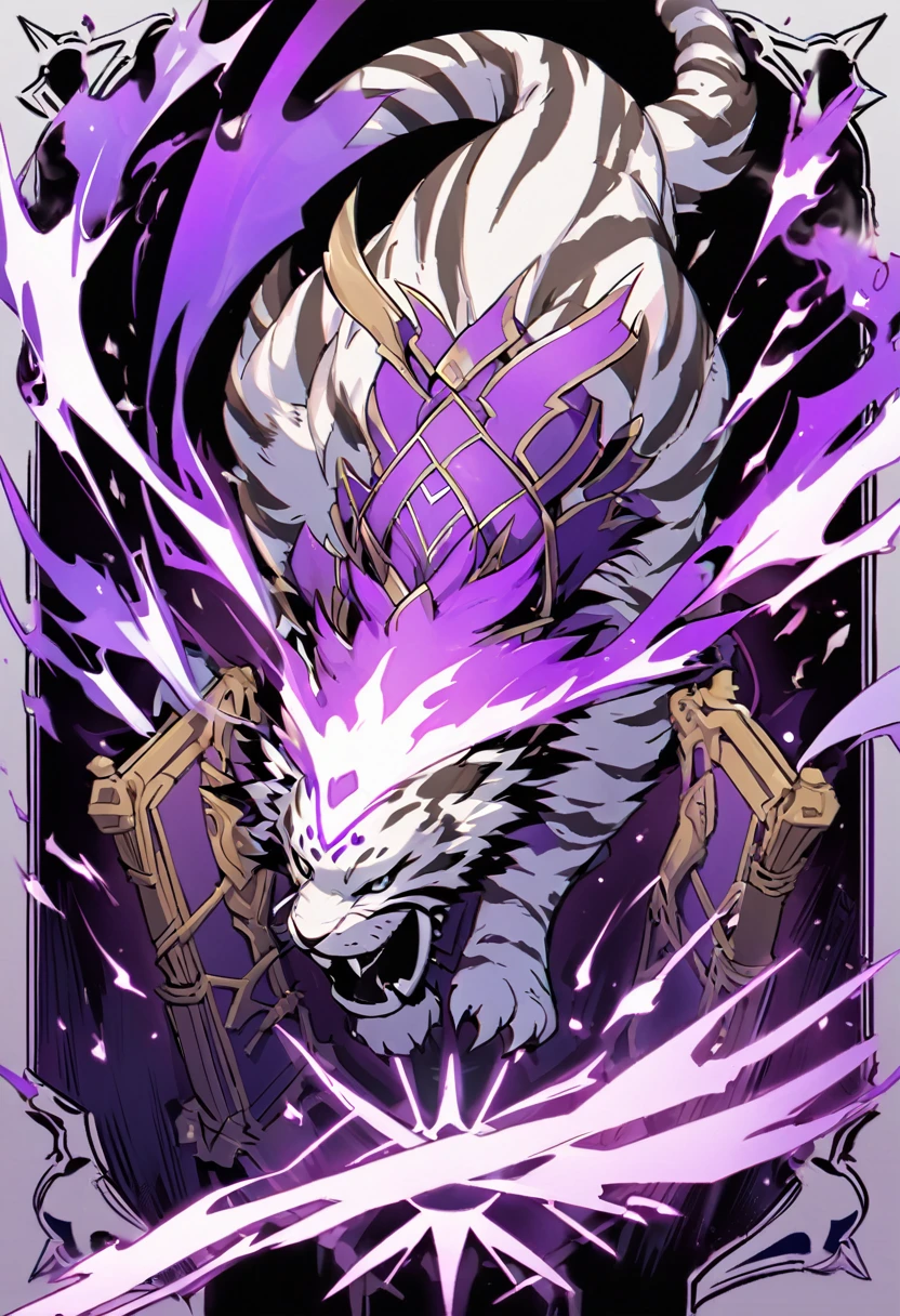 Kato - 400 y.o. familiar. Kato is a familiar - magical animal, that can use magic for his own protection and safety. His powers shows in ability to cast a special kind of cursed flames, coloured in purple. He also can use a special kind of power curse, called binding vow. In that case, Kato becomes quite bigger and stronger, taking a form of a saber-toothed tiger, with his mouth exhaling two lines of purple fire on the sides.