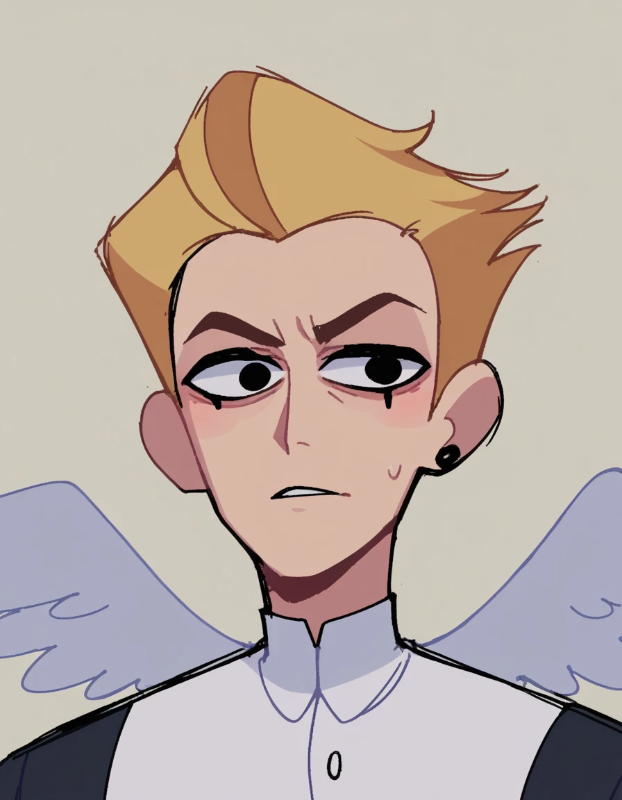 zPDXL, score_9, score_8_up, score_7_up, source_anime, BREAK
sketch, flat color, 1guy, solo, black eyes, vivziepop, helluva boss, portrait, slicked back hair, priest, angel wings