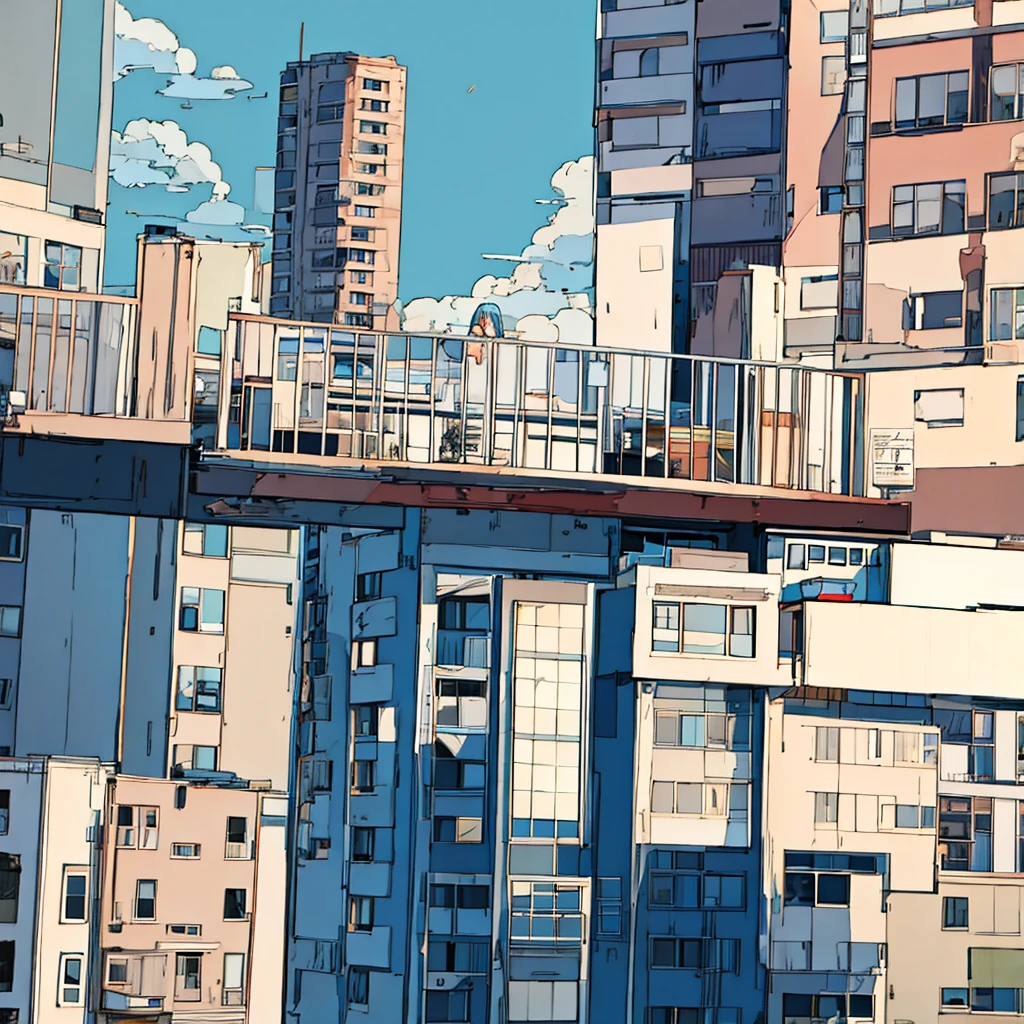 Simple cloudy sky apartment woman nostalgic simple sad
