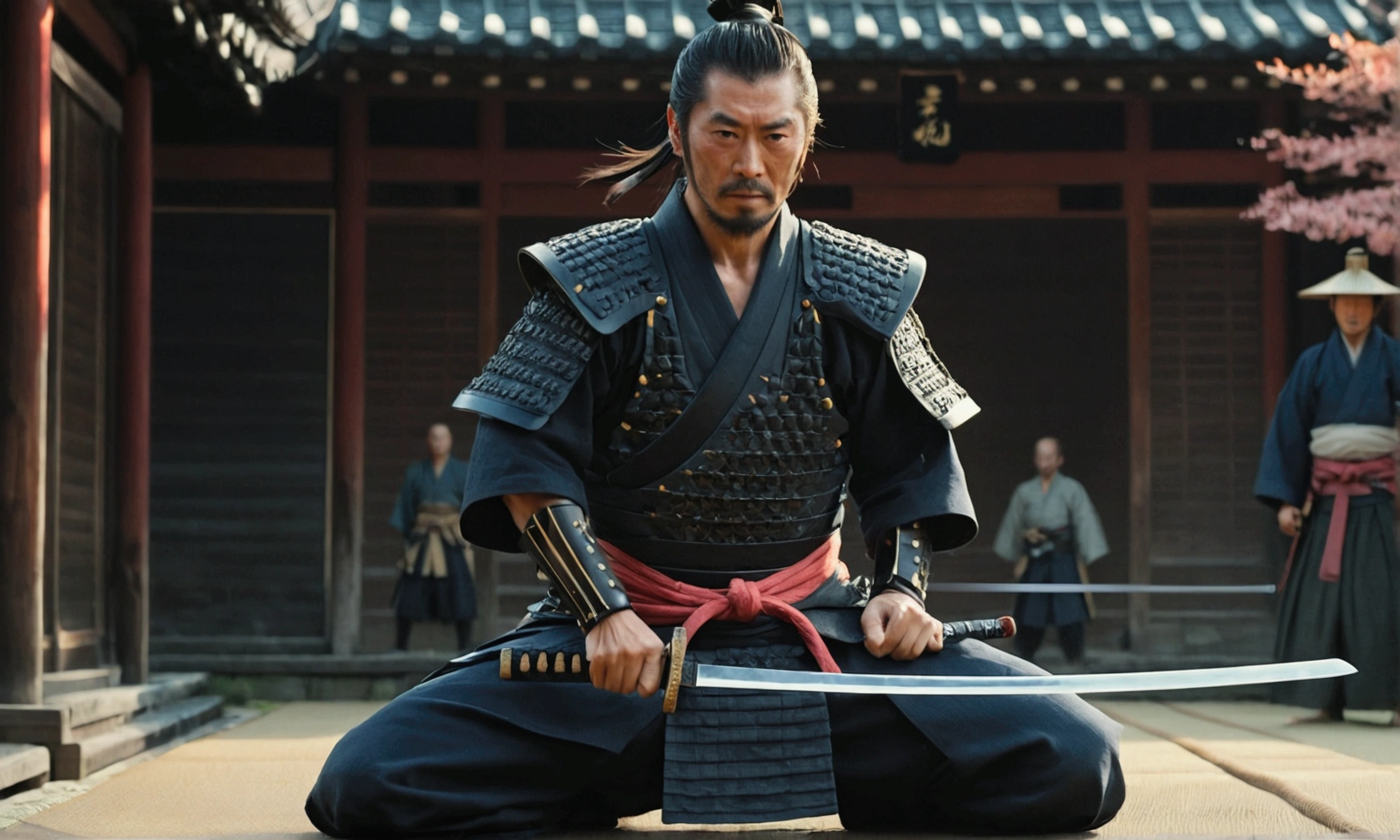 Samurai Swordsman: Create an image of a samurai demonstrating extraordinary swordsmanship, Slicing his enemies with his blade, Showcasing his unparalleled skills, narrative poem, 8k,Cinema Taste