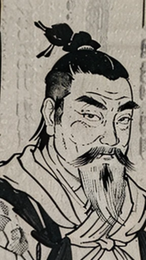 (((whole body))),((Monochrome)),(((Ink Painting))),Oriental、Men in ancient Chinese costumes、(ancient chinese hairstyle male)、As seen in the Romance of the Three Kingdoms々military commander、Highest quality、masterpiece、Ultra-high resolution、(Realistic:1.4)、Game Poster、Crisp and beautiful image quality、beard、Embroidered cloth wrapped around a topknot、whole body ,(Skin of color, ),(beard):1.2), (Very detailed, bloom:1.5), (Highest quality, Concept Art, 4K), (analog:1.2), (high sharpness), (Detailed pupil:1.1), Detailed face and eyes, masterpiece, Highest quality, (Very detailed photos:1.1), 8k, (Dynamic Short Hair), (PurerosFace_v1:0.2), [:(Detailed face:1.2):0.2], sharp, Shadow, 