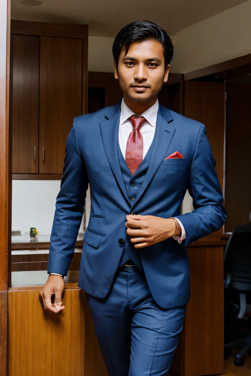 A nepali man wearing dhakatopi and suit like bussiness man
