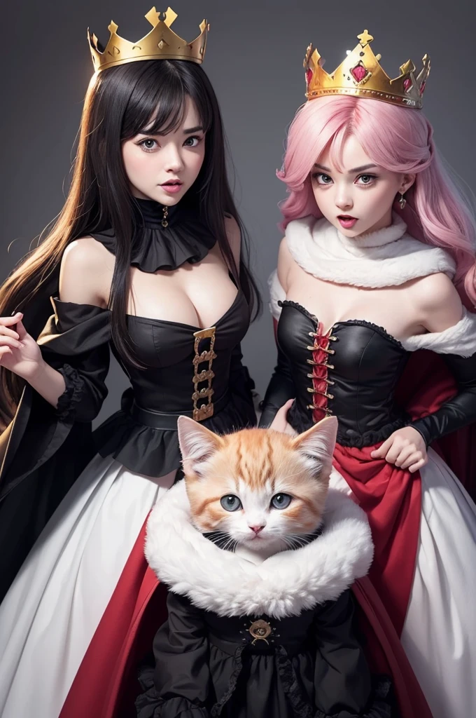 Create your separate images that are half of each other and that two different people can use, thus making the images connected.
The image I want is of two cartoon style kittens with angry faces wearing crowns and capes and ruling a kingdom like kings and queens