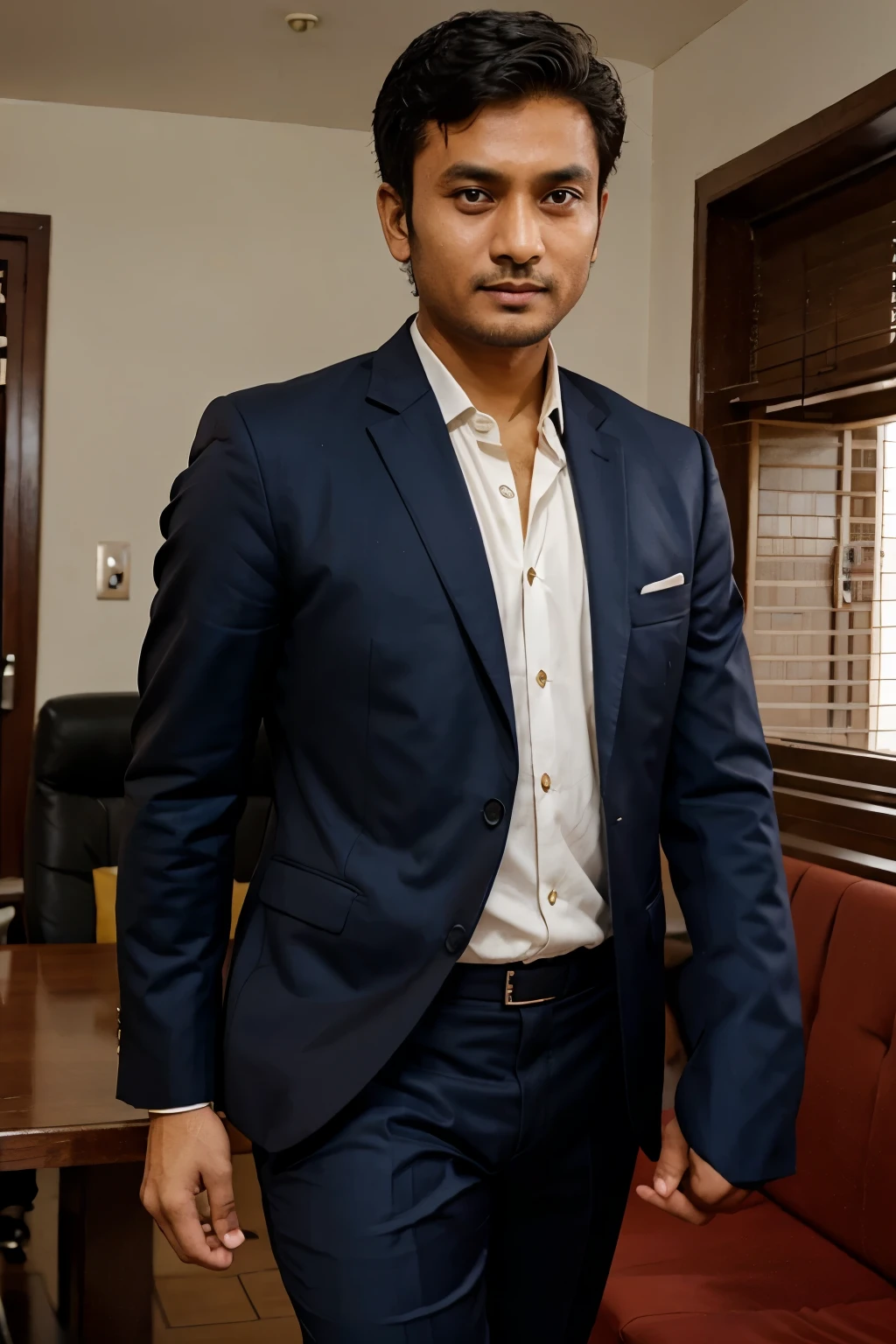 A nepali man wearing dhakatopi and suit like bussiness man