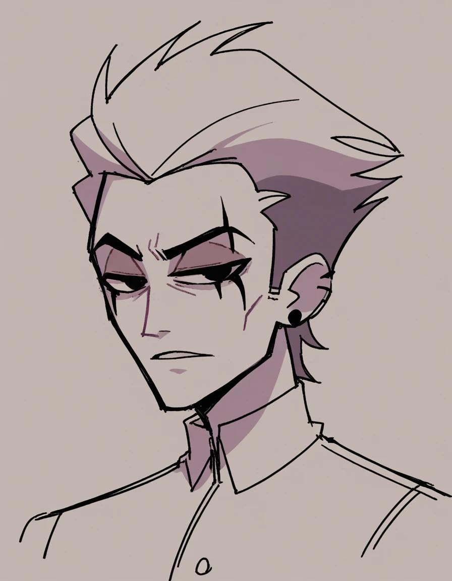 zPDXL, score_9, score_8_up, score_7_up, source_anime, BREAK
sketch, flat color, 1guy, solo, black eyes, vivziepop, helluva boss, portrait, slicked back hair, angel
