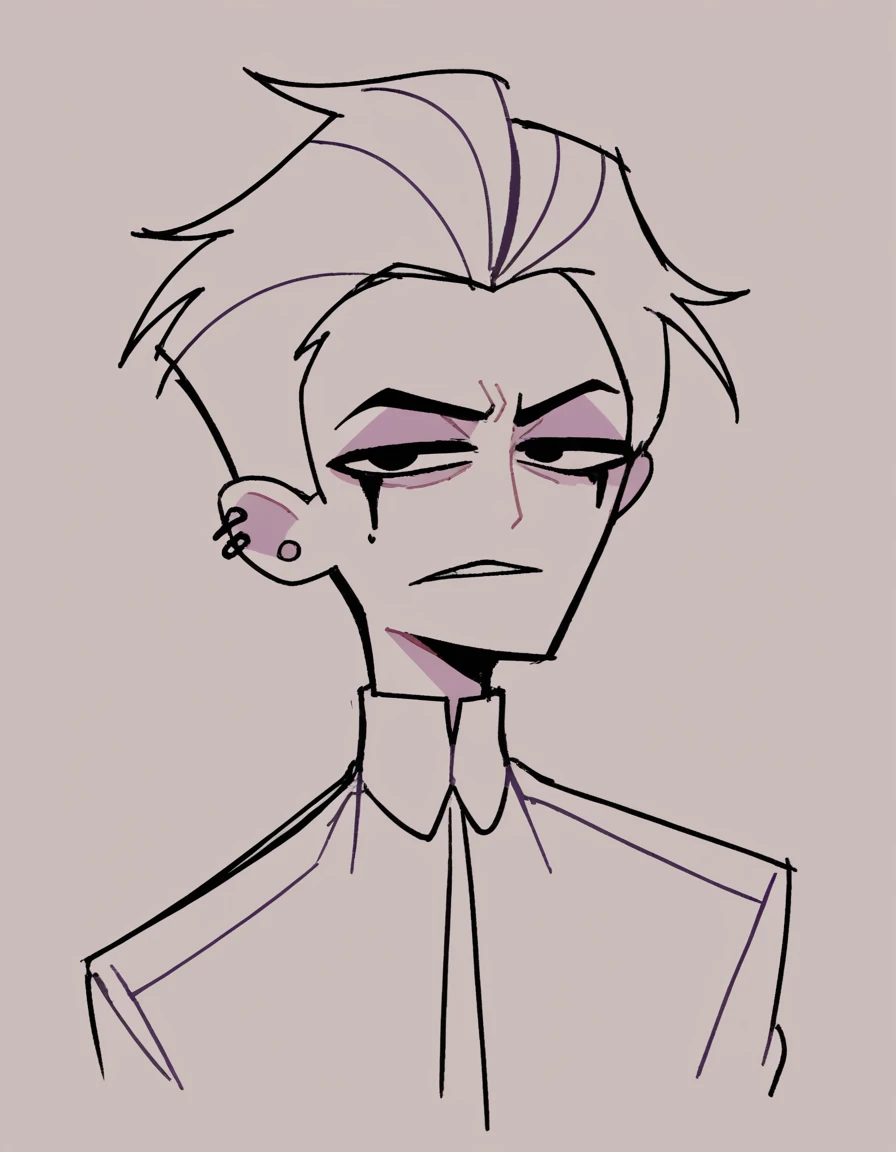 zPDXL, score_9, score_8_up, score_7_up, source_anime, BREAK
sketch, flat color, 1guy, solo, black eyes, vivziepop, helluva boss, portrait, slicked back hair, angel