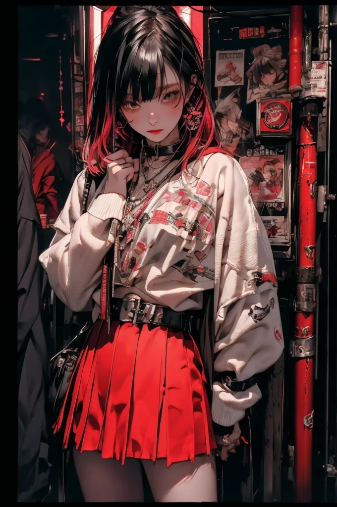 1girl(1.5),(masterpiece), (best quality), (Extremely detailed), nightclub, sexclub, club, carnival, red light, darkroom, smokes, FOG, grope, Harassment, , Alcohol, 大leg, leg, skirt