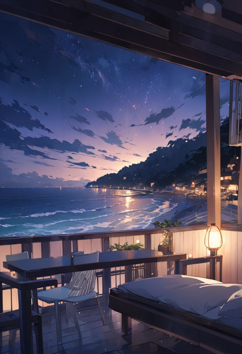 night、A view of the calm sea breeze