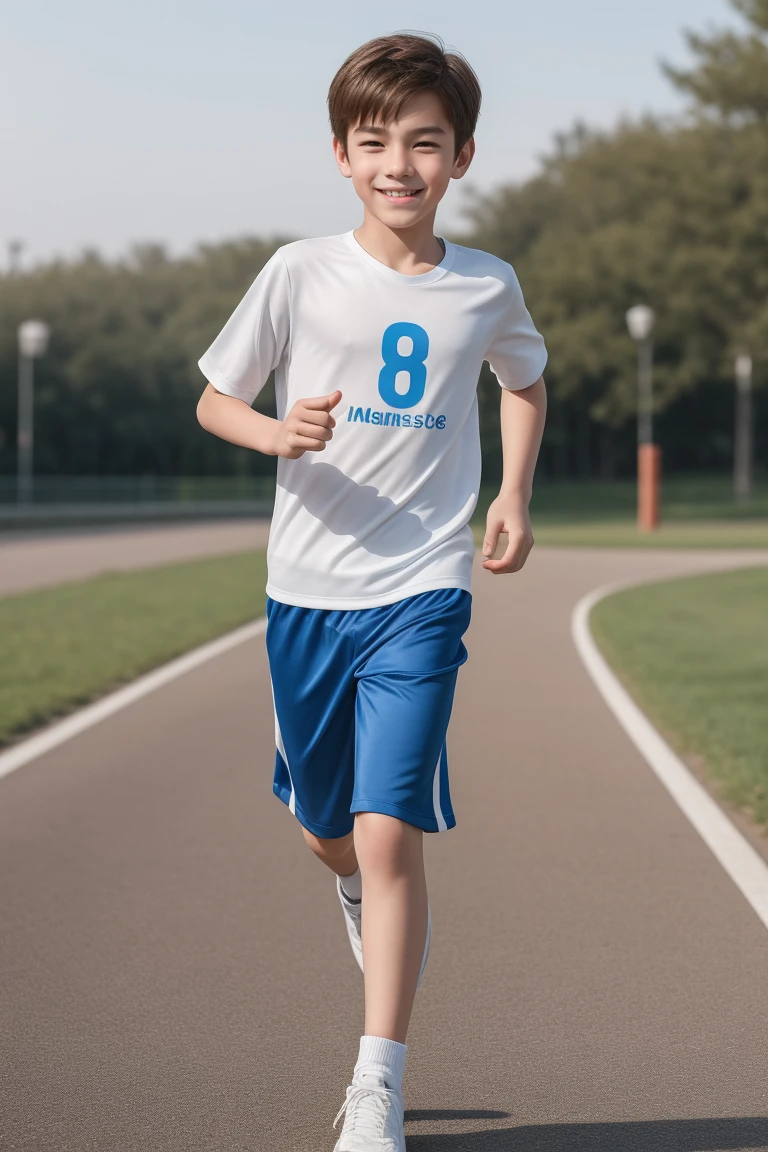 -yeld bomile,Spread your white and slender legs,jogging,full body,8K facial features are exquisite,Handsome boyish feeling,8k,masterpiece,((best quality)),photography,photograph