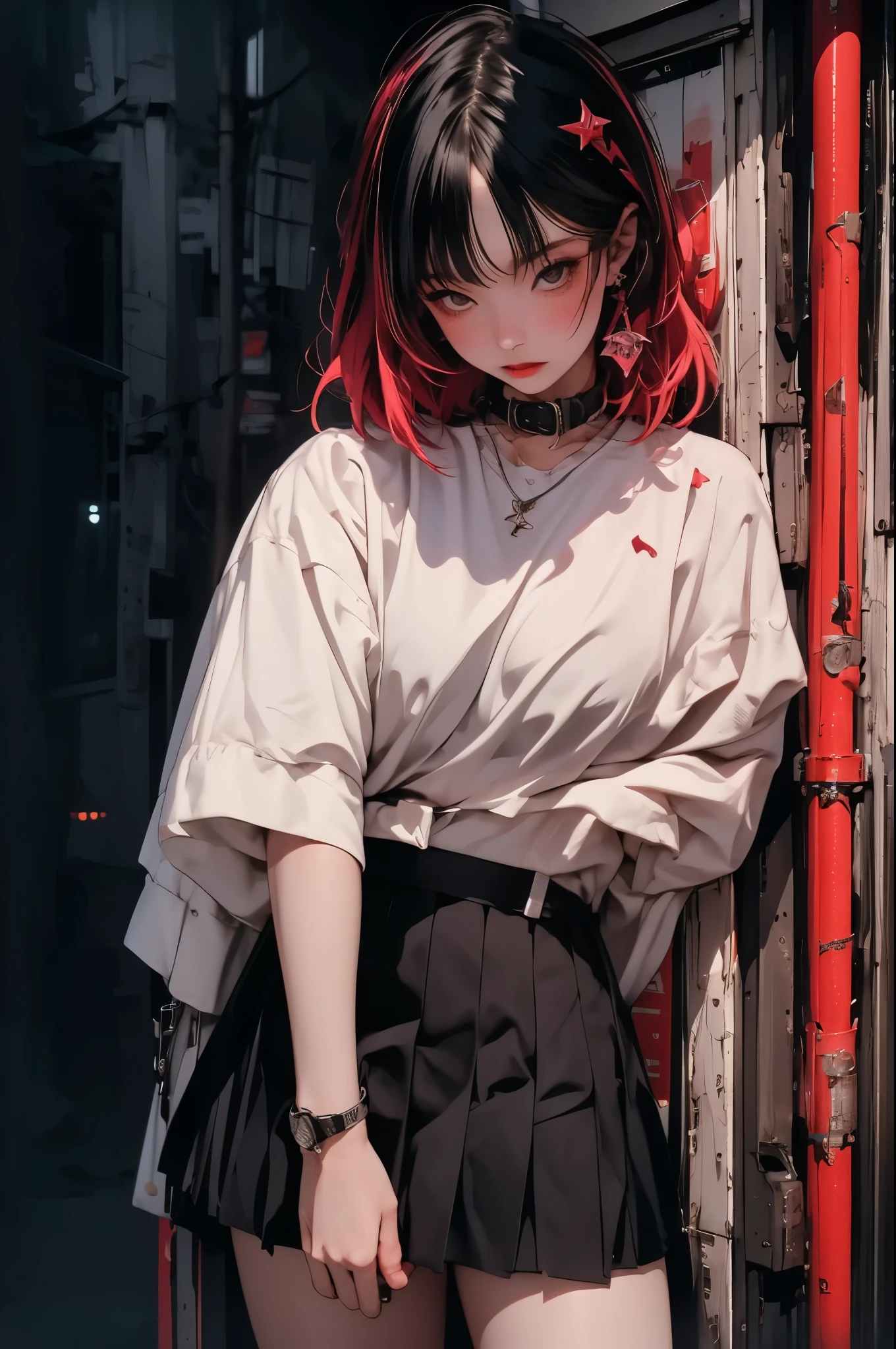 (girl:1.5),(masterpiece), (best quality), (Extremely detailed), nightclub, sexclub, club, carnival, red light, darkroom, smokes, FOG, grope, Harassment, , Alcohol, 大leg, leg, skirt