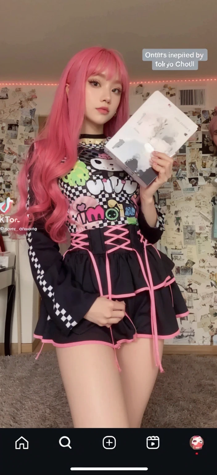 Leave it as it is, enhance it, pretty face, cute face, pink hair