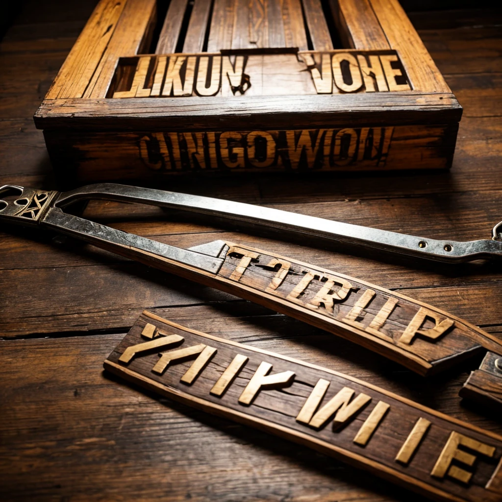 a high-detailed WWE championship title on a wooden table, abandoned and scary house.
Have 'WWE' written on the belt.