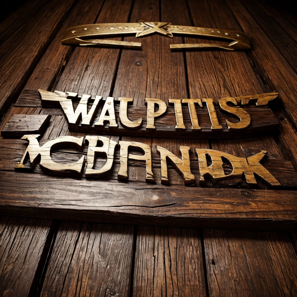 a high-detailed WWE championship title on a wooden table, abandoned and scary house.
Have 'WWE' written on the belt.