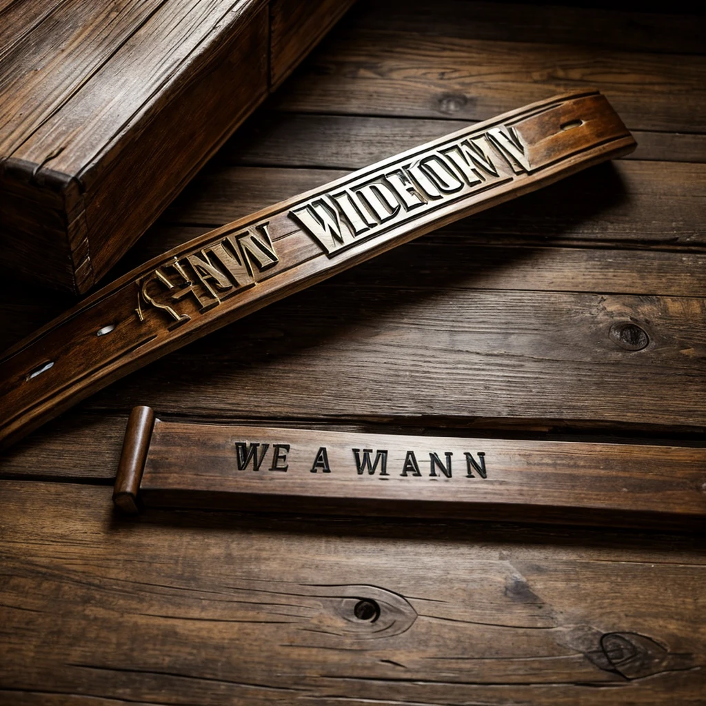 a high-detailed WWE championship title on a wooden table, abandoned and scary house.
Have 'WWE' written on the belt.