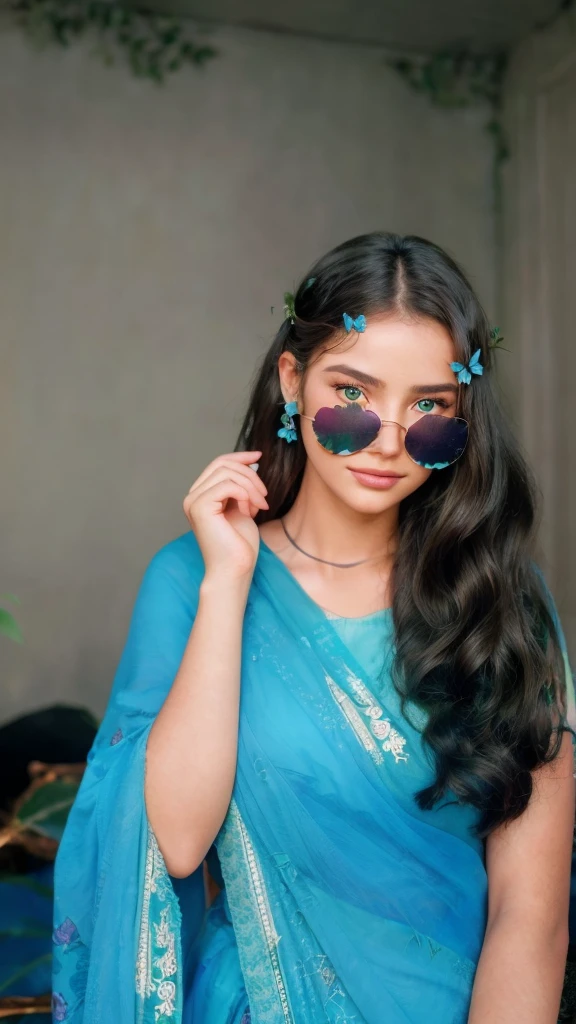 a beautiful girl, extremely detailed eyes and face, long eyelashes, beautiful detailed lips, intricate flower crown, flowers in hair, natural background, lush green foliage, sunlight filtering through leaves, vibrant colors, cinematic lighting, fantasy, ethereal, whimsical, dreamlike, high quality, 8k, photorealistic, masterpiece, vivid colors, professional digital art