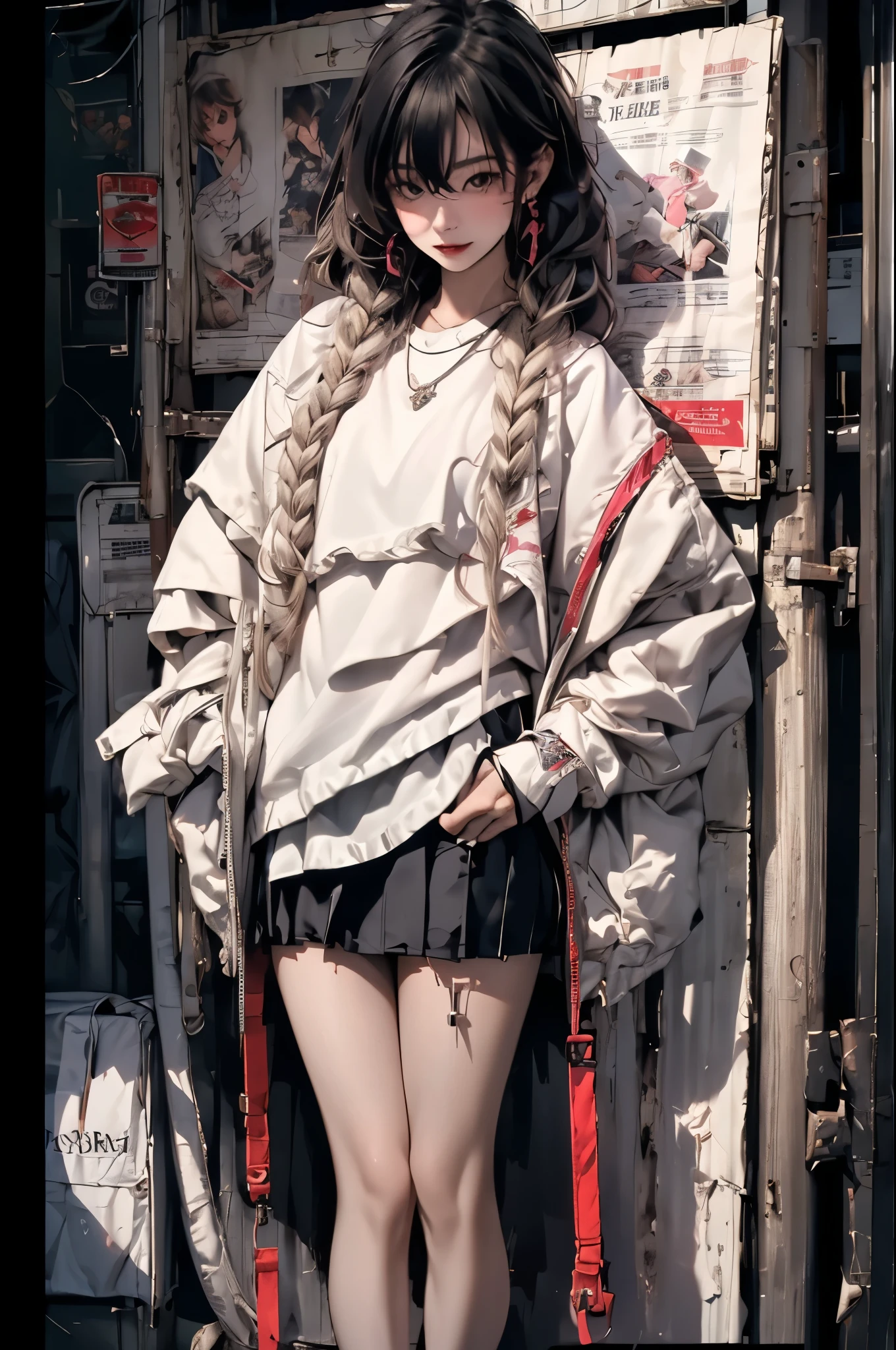 (1girl:1.5),(masterpiece), (best quality), (Extremely detailed), nightclub, sexclub, club, carnival, red light, darkroom, smokes, FOG, grope, Harassment, , Alcohol, 大leg, leg, skirt