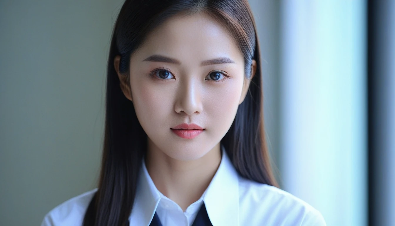 High qualityสุด, Masterpiece, Thai girl, 2 women, Beautiful face, (ภาพถ่ายที่สมTRUE:1.3), By the light, (Highly detailed skin:1.2), 8g UHD, dslr, High quality, high definition, 4K, 8ก, Bokeh, (TRUE: 1.3), small face, A cute girl, White school shirt, Long chest, Black long skirt,