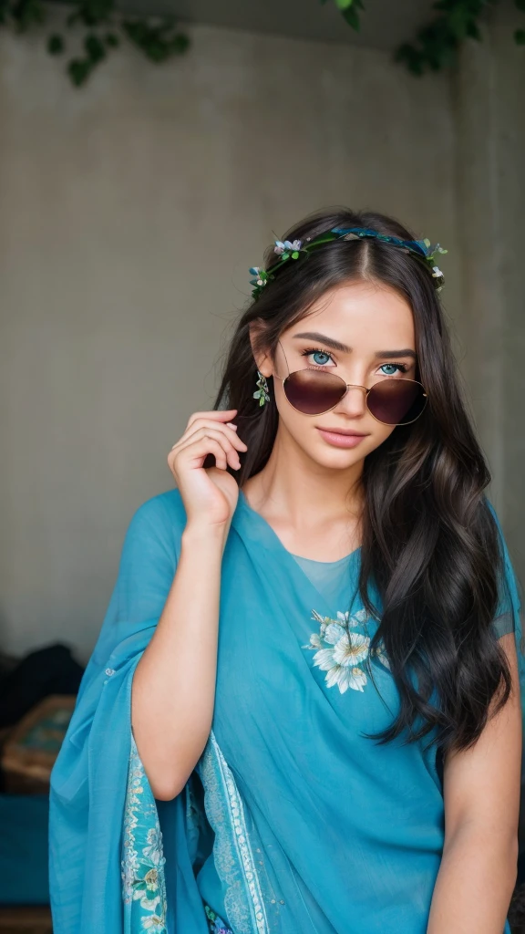 beautiful girl, 1girl, beautiful detailed eyes, beautiful detailed lips, extremely detailed face and features, longeyelashes, flower crown, floral hair accessories, garden, lush greenery, vibrant flowers, sunlight, warm lighting, glowing skin, intricate details, dreamlike, ethereal, masterpiece, (best quality,4k,8k,highres,masterpiece:1.2),ultra-detailed,(realistic,photorealistic,photo-realistic:1.37)
