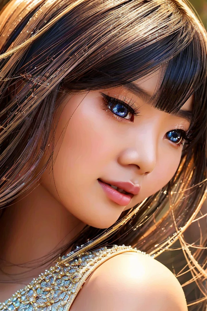 A young Asian girl singing on a stage, beautiful detailed eyes, beautiful detailed lips, extremely detailed eyes and face, long eyelashes, elegant dress, graceful pose, warm lighting, glowing soft colors, cinematic composition, hyperrealistic, 8k, highly detailed, photorealistic, vibrant colors, dramatic lighting, cinematic, portrait, fantasy, elegant, beautiful, serene