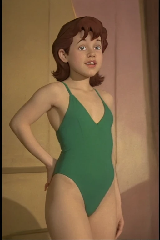 a redhead cartoon character dressed in a green leotard, very muscular, a young male wizard, 1980s cartoon, animated episode still, Presto (((mad)))