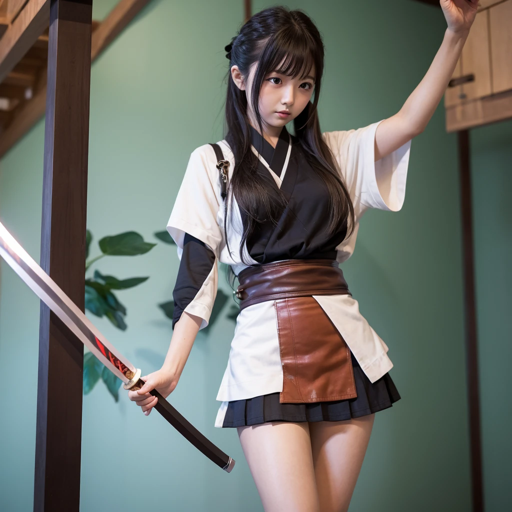 Life-size Japanese sword、Micro Mini Skirt