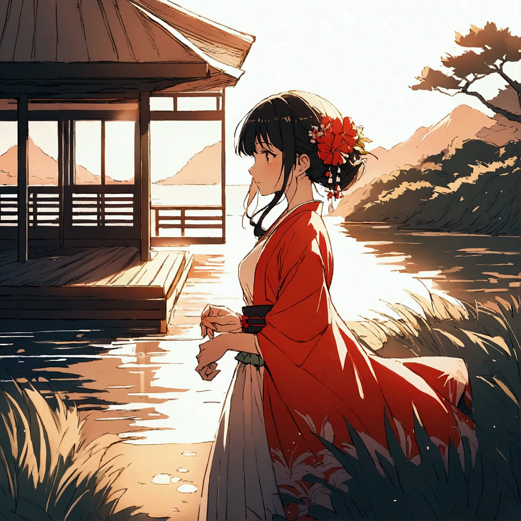Japanese landscape nostalgic girl summer