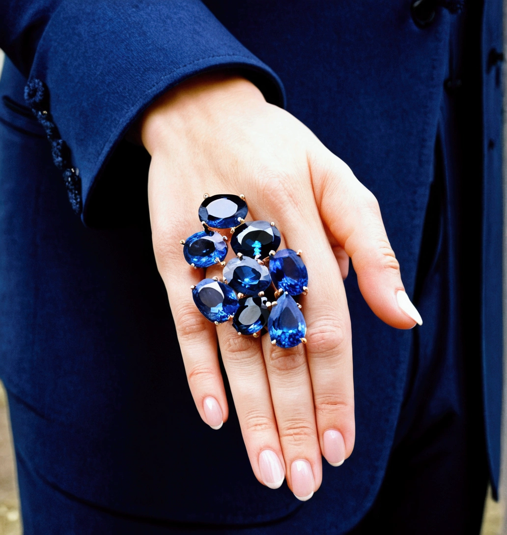 handful, sapphires, large, blue
