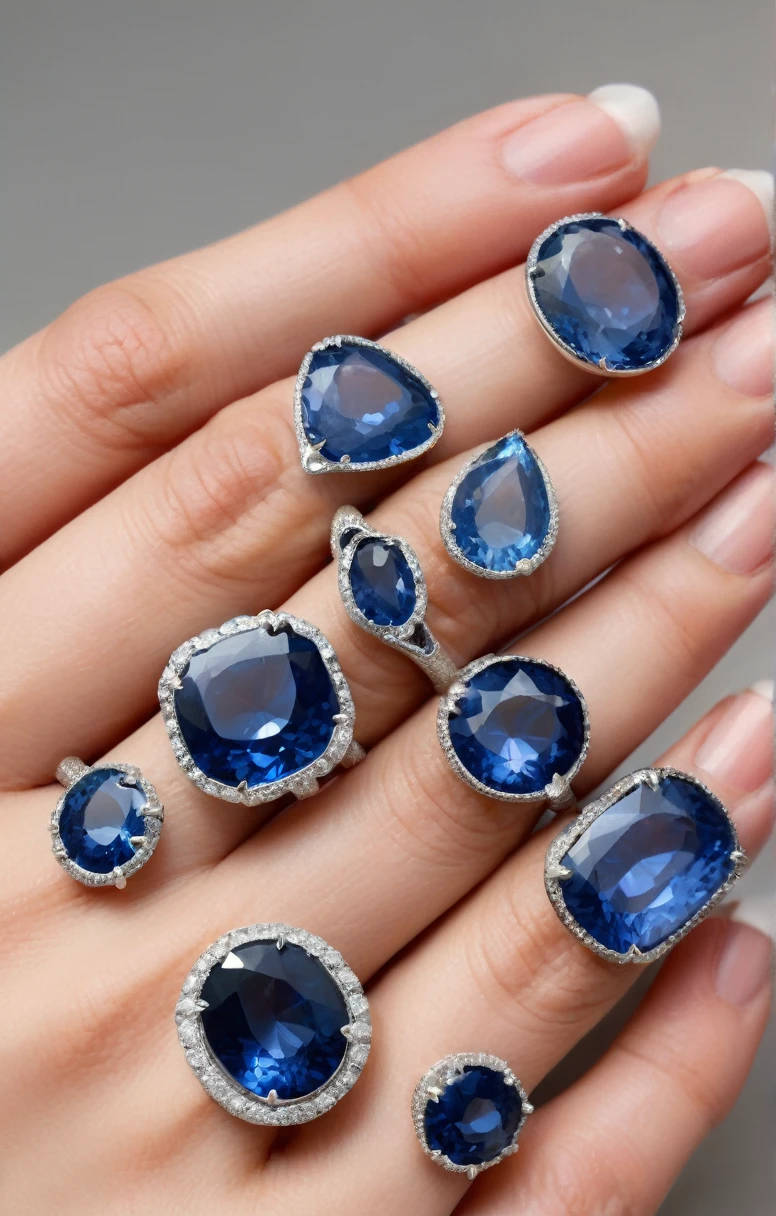 handful, sapphires, large, blue