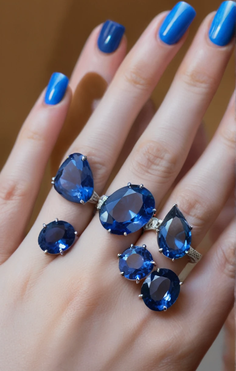 handful, sapphires, large, blue