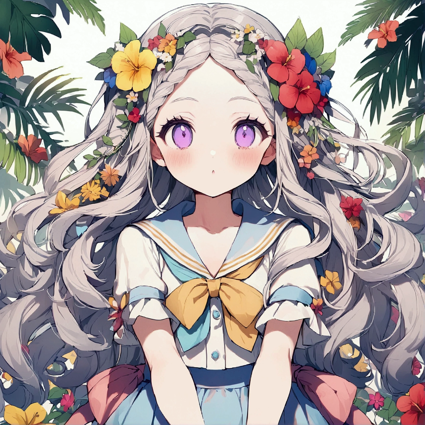 Girl's face up Summer Pale Sailor suit