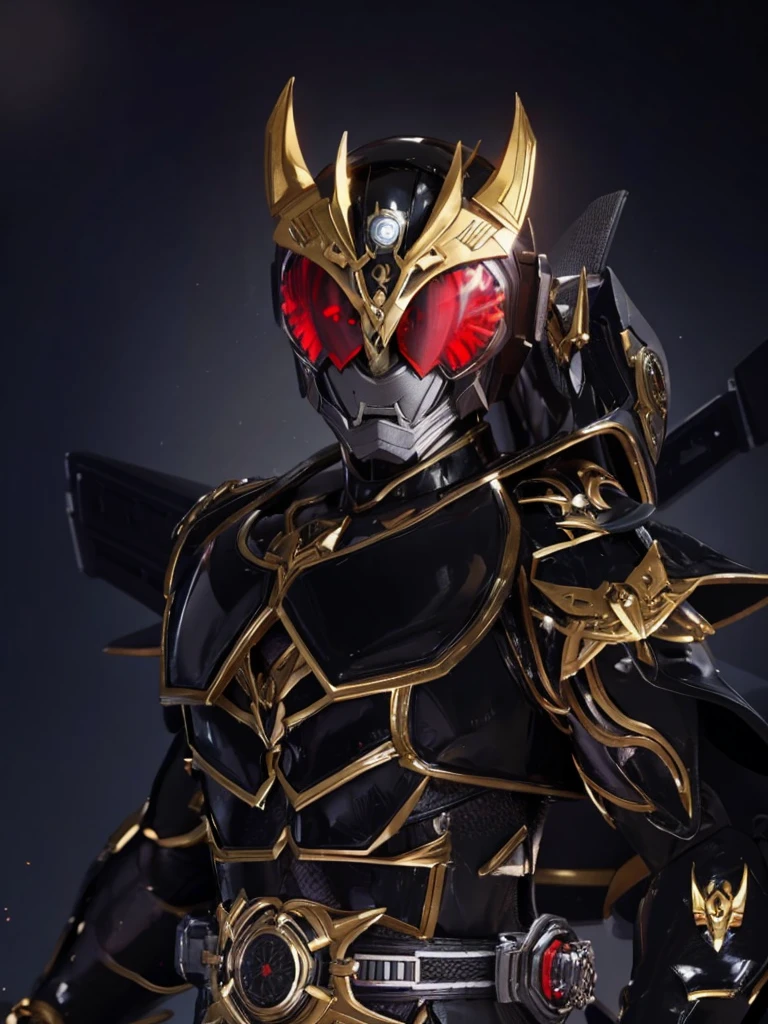 Kamen rider kuuga ultimate final form, black armor with red eyes, 3D, realistic, 8k 