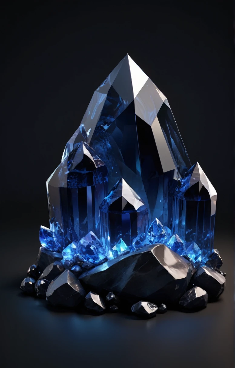 sapphires lie in a mountain 3D icon on a black background