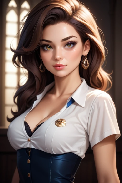 Tall hispanic woman with expressive hazel eyes and long wavy dark brown hair; warm light-olive skin; hourglass build; (soft face with full lips); ample bosom; best quality; trending on artstation; complex volumetric lighting; strong shadows; artistic lighting; dynamic; energetic vibe; realistic skin; specular highlights; micro-textures; highly detailed hair; at the marina watching the sunset; high tech; dystopia; consumerist