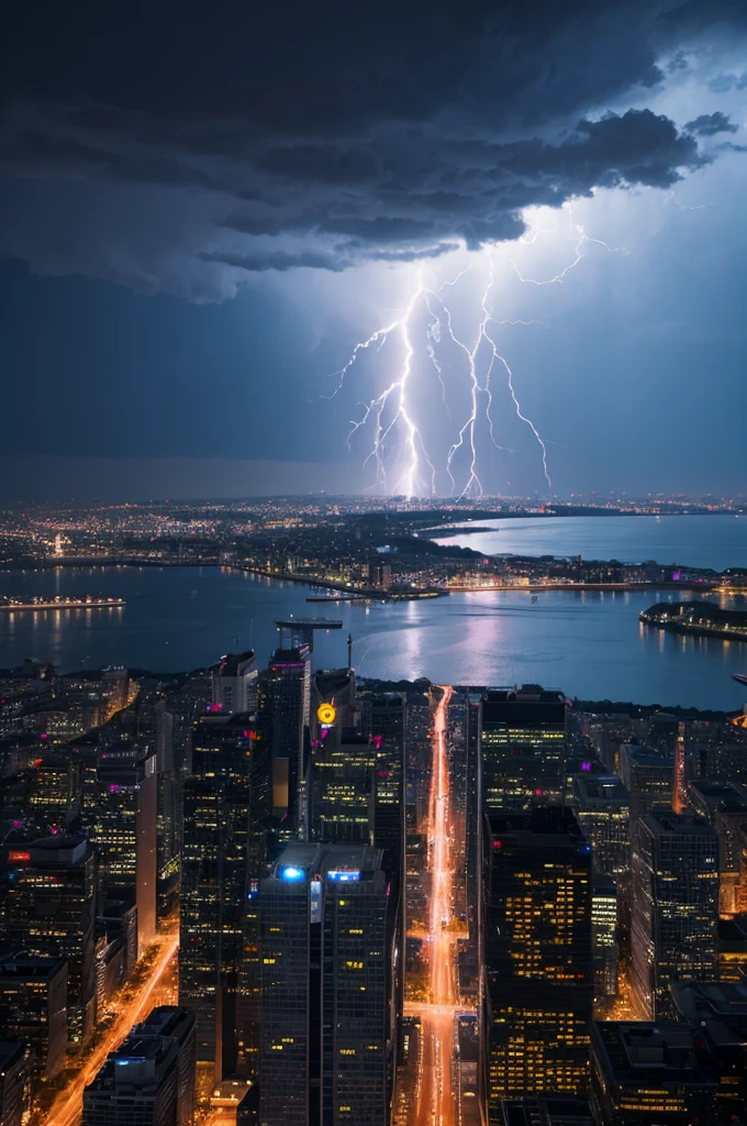 Lightning in the night city