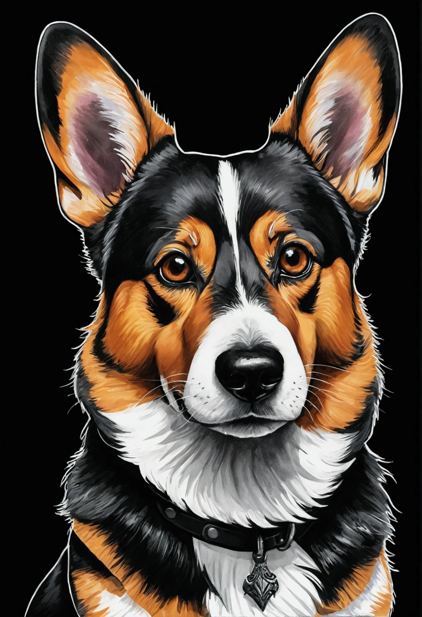 Ink Art (Ink Art),Corgi black native dog mixed breed dog, Short legs,((Black hair all over)),((Dark facial hair)),((Black chest hair)),(Brown leg hair),((White background)), Sharp eyes, Epic Instagram, Art Station, Splash paint style, overview, Too detailed, Intricate details , Unreal Engine, wonderful, Intricate details, Startup Screen, Complementary colors, Fantasy concept art, 8K resolution, DeVian Tate's masterpiece, painting, critical hit, Paint dripping, Ink Art