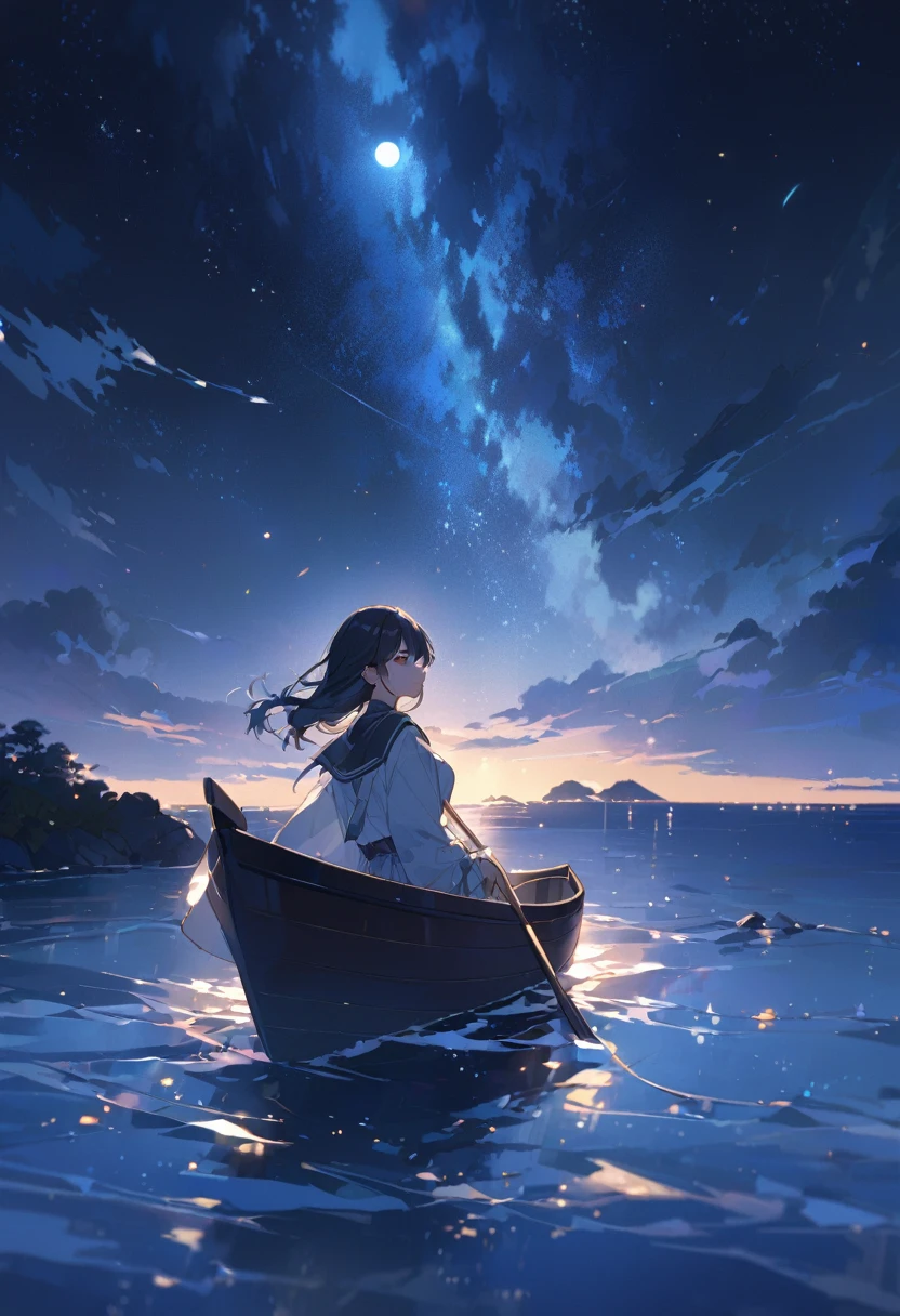 night、Moonlight on the quiet sea