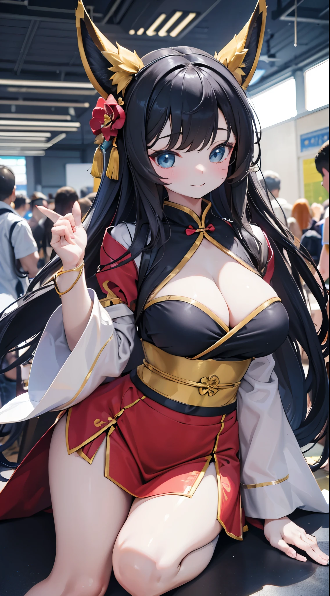 Cosplay girls,Mature girl,Big breasts,Big breasts,mature body,Clothes with bells and whistles,lace,Lace decoration,cosplay,Card issuance,猫耳Card issuance,Card issuance耳朵,Gorgeous clothes,Anime style girl,cheongsam,cheongsam,Kimono style,Fox ears,Big animal ears,兽耳Card issuance,Close-up above the waist镜头,Close-up above the waist,Close-up above the waist,Close-up above the waist,Coordinated body proportions,Golden ratio figure,Short skirt,Modern Background,Big Ass,Modern Background,Comic Con background,Comic Con background,Comic Con background,Background of the venue,Hilarious background,Exhibition Background,Knee socks,Silk socks,Silk texture,maternal,maternal,kindliness,Smile,Smile,Married Woman,Long hair