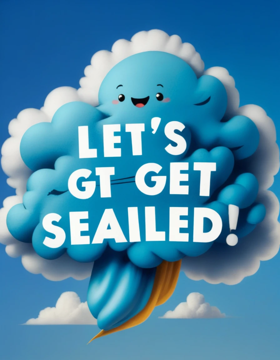 Blue cloud with text written on it horizontally  "Let's get sealed!"