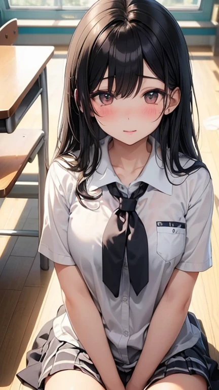 (((I'm hugging2People Girls))),【【Kissing】】、((Black Hair、Shortcuts)、classroom、gym、Uplifting、((Japanese、high school girl))、Sweat、飛び散るSweat、Wet、Angle from below、uniform、Angle from directly below、(Panty shot、はだけるuniform)、Wetいる、water、2People GirlsがKissing、high school girl二人、((Highest quality)), ((masterpiece)), (detailed)、cute、Ahegao、