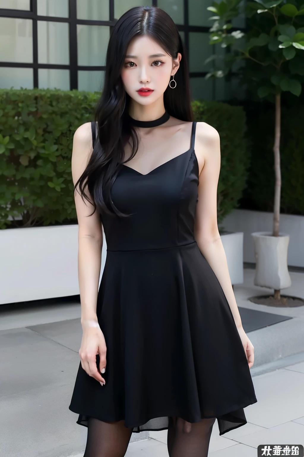 上流階級の黒いdressを着た女性の接写, Black dress, 彼女は黒いdressを着ている, (Wearing pantyhose)、ベルト付きブラックdress, 開いたdress, エレガントなdress, Choi Hong-hwa, 黒いdressを着て, セクシーなdress, 黒いdressを着て, Gombi, スタイリッシュなdress, dress, Elegant asymmetry, Hwang Seong