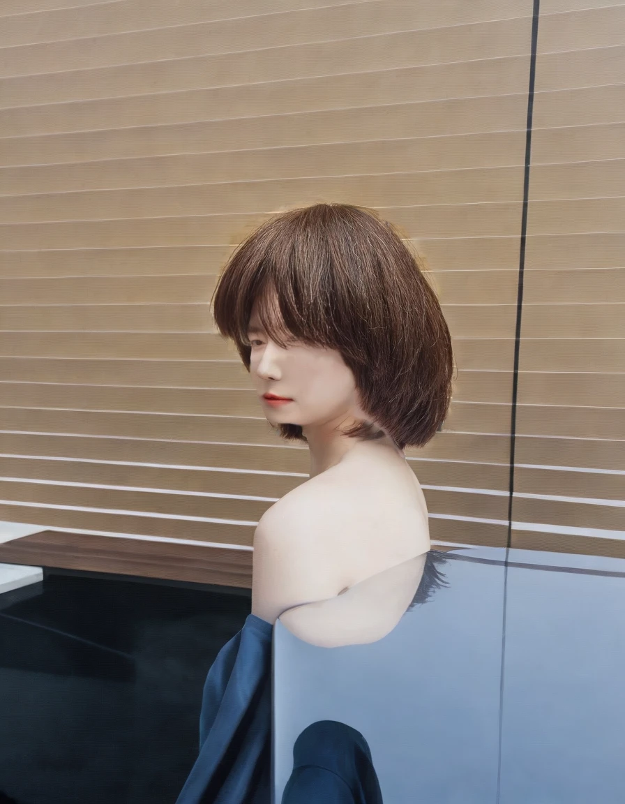 Best Quality, 8k, Masterpiece, (Portrait: 1.3), (photo realistic:1.4), (hyper realistic:1.4), Sharp Focus, looking at viewer, (smoother lighting:1.1), (increase cinematic lighting quality:0.9), realistic lighting, backlighting, light on face, ray trace, (brightening light:1.2), (Increase quality:1.4), sharp detail, (best quality real texture skin:1.4), finely detailed eyes, black_eyes, finely detailed face, 25 year old Korean woman
