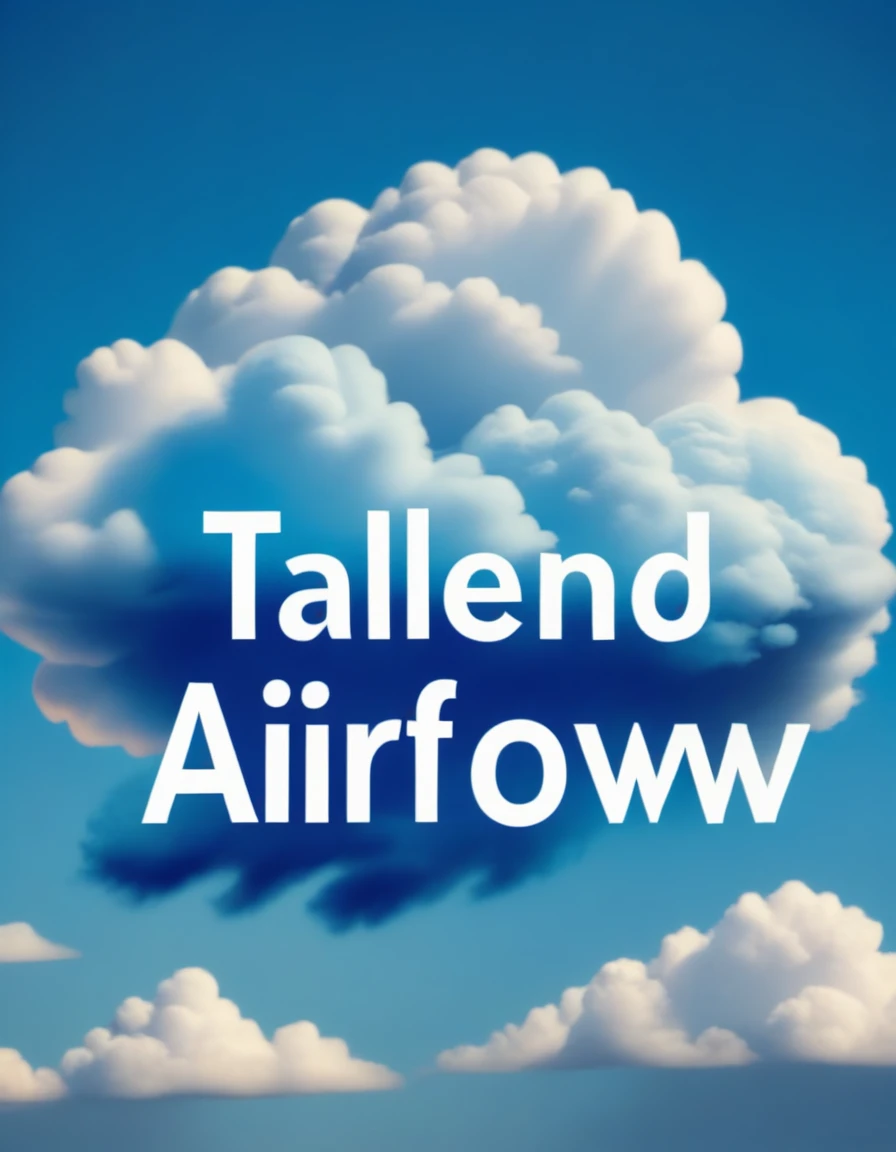 Blue cloud with text written on it horizontally "TALEND" to "AIRFLOW"