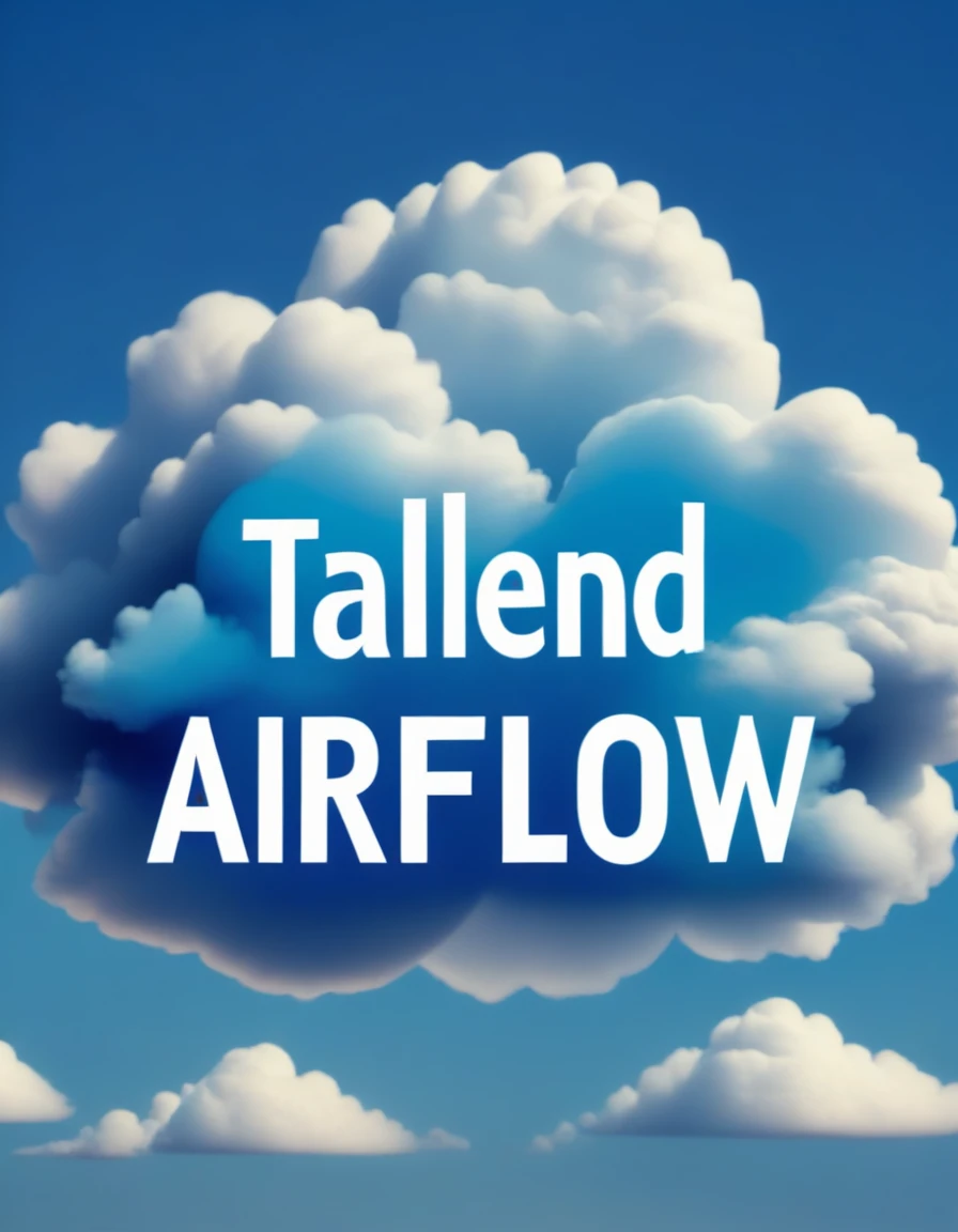 Blue cloud with text written on it horizontally "TALEND" to "AIRFLOW"
