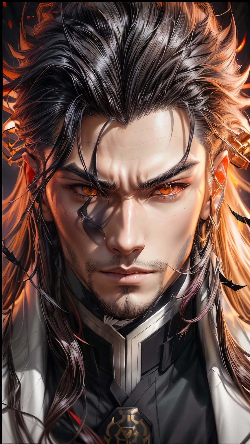 a close up of a person with long hair and a suit, handsome guy in demon slayer art, demon slayer artstyle, stunning anime face portrait, detailed digital anime art, detailed anime character art, demon slayer rui fanart, rossdraws 1. 0, anime character portrait, realistic anime artstyle, detailed fanart, high detailed face anime, rossdraws 2. 0