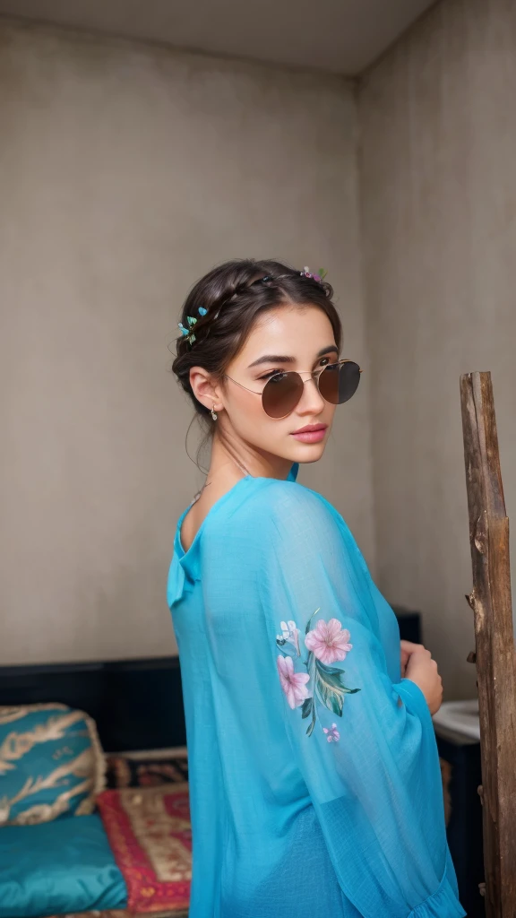 A beautiful girl with flowers in her hair, detailed facial features, cinematic lighting, photorealistic, vibrant colors, lush garden background, fantasy, highly detailed, intricate, (best quality,4k,8k,highres,masterpiece:1.2),ultra-detailed,(realistic,photorealistic,photo-realistic:1.37),HDR,studio lighting,extremely detailed face and eyes,long eyelashes,full lips,flawless skin,elegant pose,mystical atmosphere