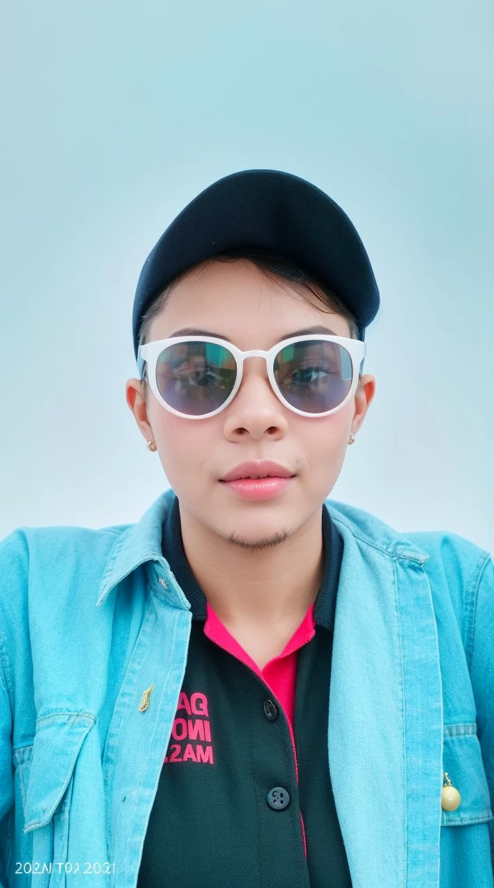 Woman, sparkling eyes, lively expression, colorful headwrap, dynamic patterns, stylish earrings, warm smile, makeup highlighting features, cultural pride, feminine vibrancy, detailed fashion, engaging presence, portrait artistry, bold and beautiful focus.