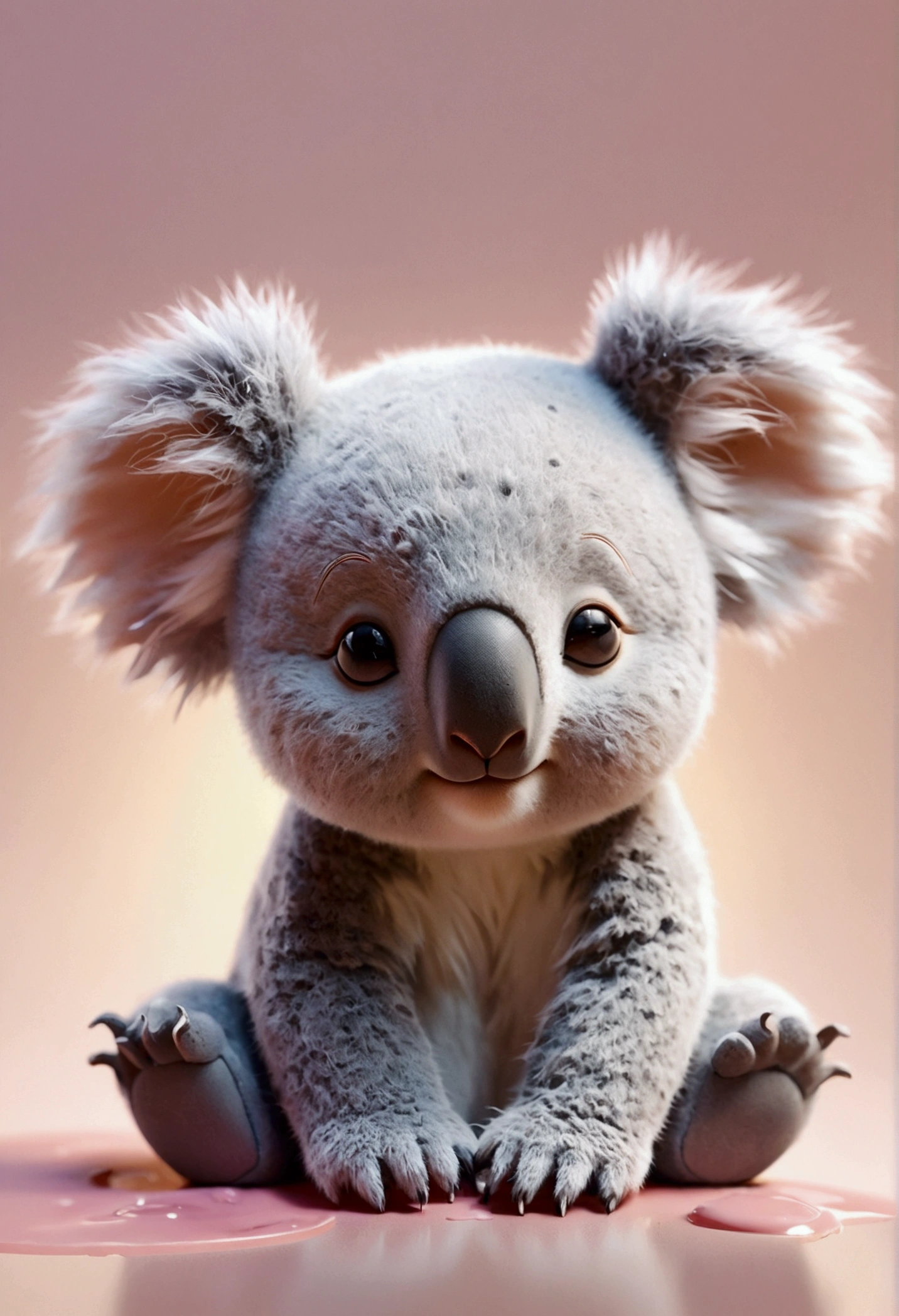 Beautiful little koala, Volumetric Light, Ultra-realistic, Intricate details, shape, Painting, watercolor, Cute Chibi, sleep, close your eyes,ah!, Shallow depth of field, Pastel Color Palette, Soft lighting, Minimum, Modern, Digital Painting, Lois Van Belle、Ross Tran、Art by artgerm, Artstation HQのトレンド, Very detailed